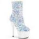 Bottine pole dance exotic blanche et bleue a sequins | Pleaser Adore 1042