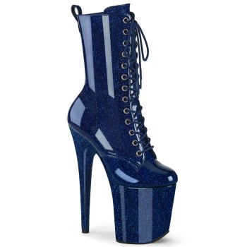 Chaussure pole dance bleu navy pailletée vernis 20cm - FLAM1040GP/NBG/M - CLePied