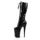 Bottes plateforme haut talon sexy 23 cm noir verni, Pleaser USA