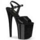 Sandale pole dance noire vernie à plateforme assortie et talon 20 cm Pleaser FLAM809GP
