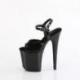 chaussure pole dance noire vernie à plateforme assortie et talon 20 cm Pleaser FLAM809GP