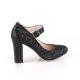 Babies noires à paillettes à haut talon carré 10 cm