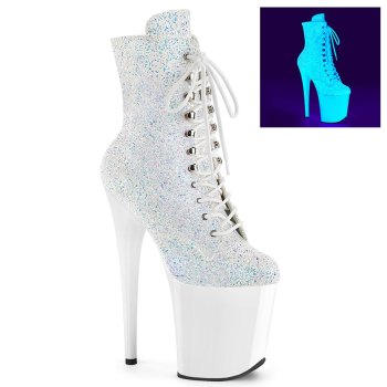 Chaussure pole exotic blanche pailletée fluo pailletée a talon 20cm - FLAM1020LG - Pleaser