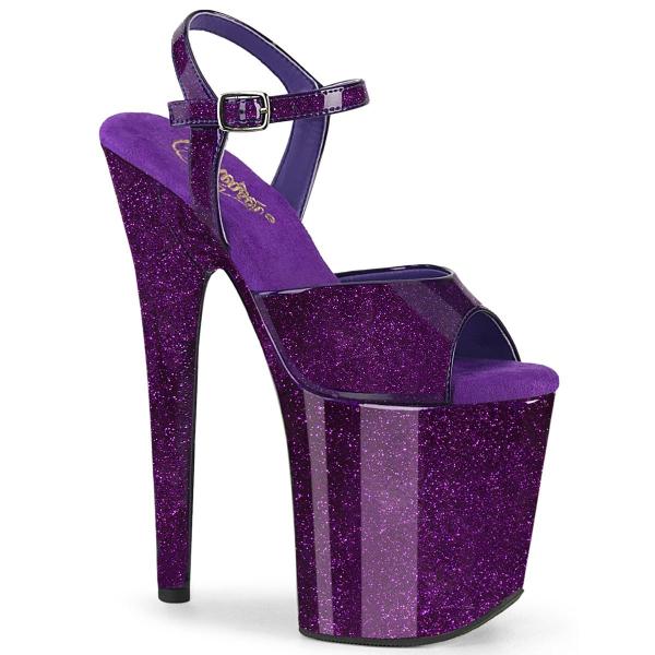 Sandale pole dance violette à paillette 20cm -FLAM809GP/PPG/M - CLePied