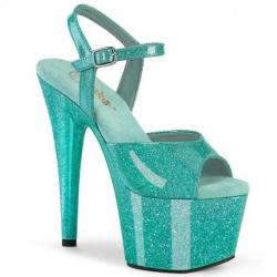 Sandale pole dance verte émeraude à paillettes talon 18 cm plateforme 7 cm