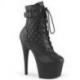 Chaussure pole dance à boucles noire matelassée/capitonnée à talon aiguille | Adore