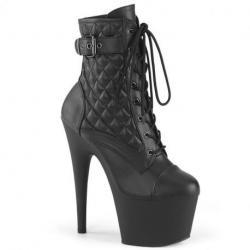 Chaussure pole dance à boucles noire matelassée/capitonnée à talon aiguille | Adore
