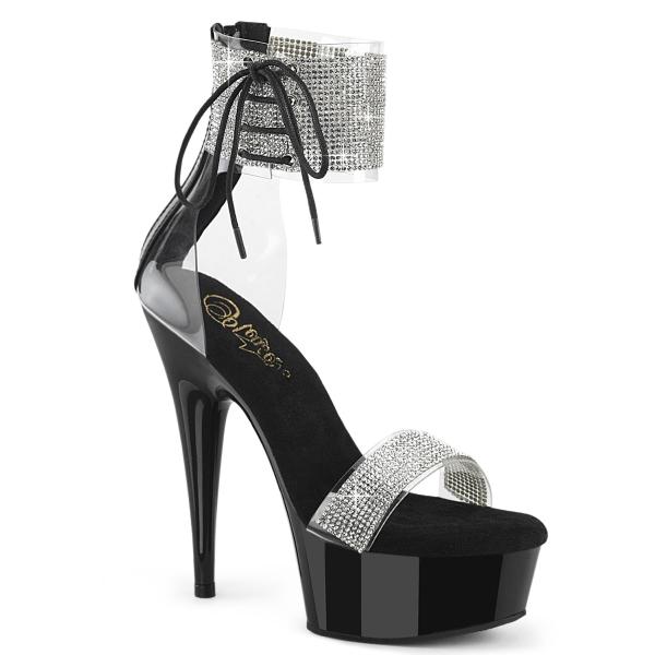 Chaussure pole exotic strass à talon 15 cm Pleaser DEL627RS/C-B/B