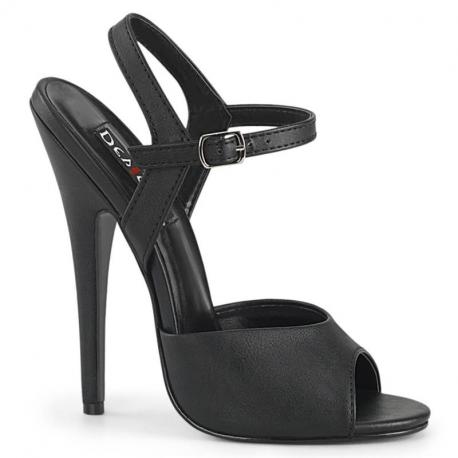Sandale Fetish DOMINA-109 noire - Talon Aiguille 15 cm Pour Domination Élégante