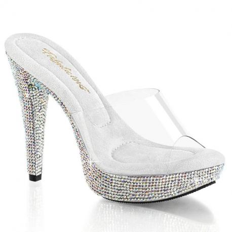Mule de soirée strass & transparente | Talon 12 cm | du 34,5 au 44