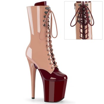 Bottine pole dance bicolore rose / bordeaux vernis 20cm- FLAM1054DC/BH-BY/M - CLePied