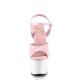 Sandale plateforme rose et blanche Pleaser talon aiguille 18 cm