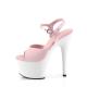 Chaussure pole dance rose et blanche Pleaser talon 18 cm plateforme 7 cm
