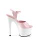 Sandale plateforme rose et blanche Pleaser talon 18 cm