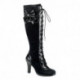 Botte lolita gothique haute pour femme en dentelle noire et lacet DemoniaCult