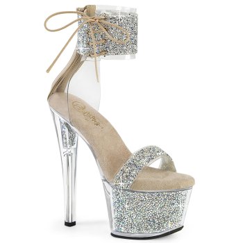 Sandale Pole Exotic Strass SKY-327RSI-RS Nude - Talon 18 cm Pleaser