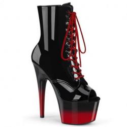 Chaussure pole dance bout ouvert noire et rouge à talon 18 cm| Pleaser