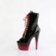 Bottine pole dance bout ouvert noire et rouge à talon 18 cm| Pleaser