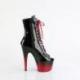 Bottine pole dance bout ouvert noire et rouge à talon 18 cm| Pleaser