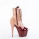 Bottine pole dance bicolore Blush-Bordeaux vernis à talon 18 cm Pleaser