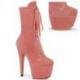 Bottine pole dance rose suédine à plateforme assortie et talon 18 cm Pleaser