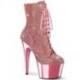 Chaussure pole exotic rose strass à plateforme assortie chromée et talon 18 cm Pleaser