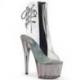 Bottine pole dance transparente à dos ouvert à lacets sur plateforme fumée - Pleaser Shoes