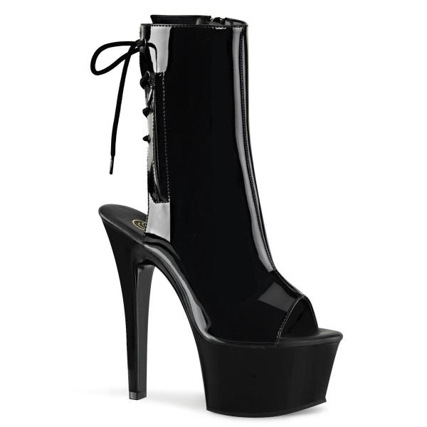 chaussure pole dance ouverte noire vernis 15cm - ASP1018/B/M - CLePied