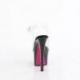 Sandale pole exotic transparente à plateforme noire et strass rouge vernis et talon 18 cm Pleaser