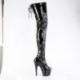 Cuissarde Pole Dance Vernie Noire avec Lacets Ajustables ADORE-4000SLT