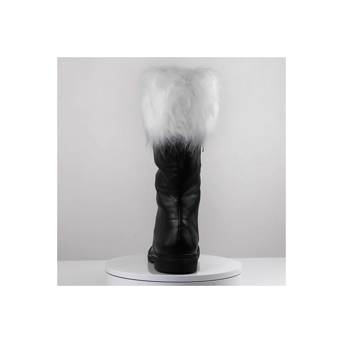 Bottes Du Père Noël Pour Hommes - Avec Fourrure, Fermeture éclair Latérale, Confortables Pour Fêtes Et Spectacles