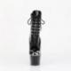 Bottine pole dance noir verni à bout coqué chromé et talon 18 cm Pleaser