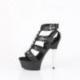 Sandale spartiate noire plateforme à talon chromé et strass 15 cm
