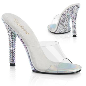 Mule Transparente à Talon Aiguille en Strass Argentés - Gala-01DML