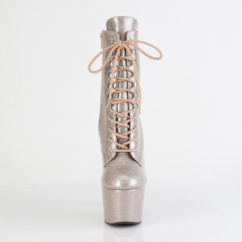Bottine de pole Dance a lacets Pleaser champagne a talon de 18 cm