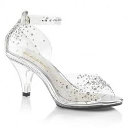 Sandale de soirée transparente à strass et talon 7 cm –