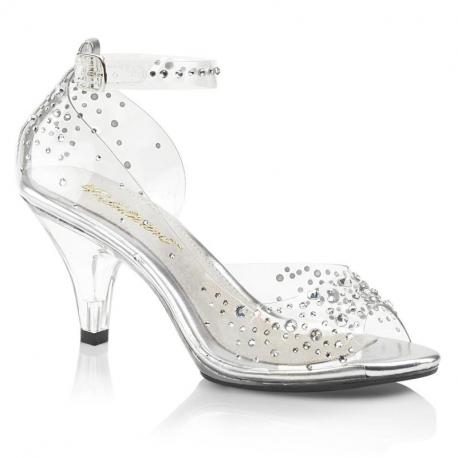 Sandale de soirée transparente à strass et talon 7 cm –