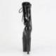Bottine pole dance peep toe noire vernis à plateforme assortie et talon 20 cm Pleaser
