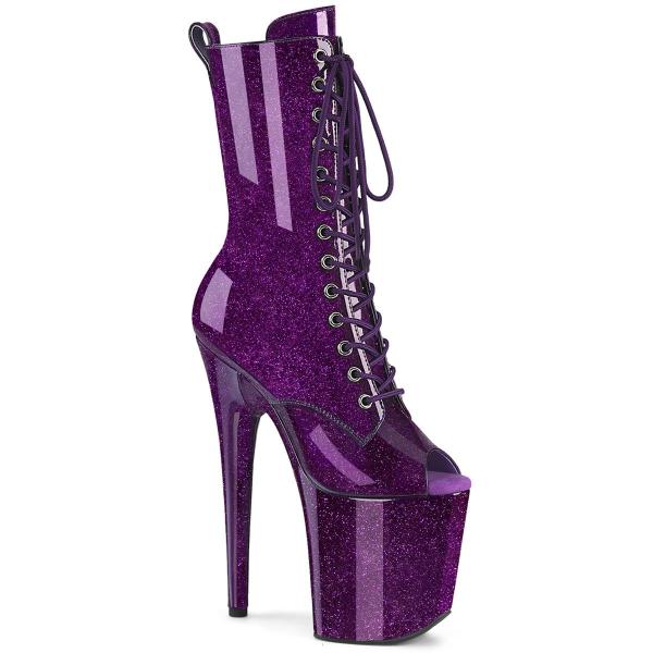 Chaussure pole dance peep toe violette pailletée talon 20cm - FLAM1041GP/PPG/M - Pleaser