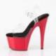 Chaussure pole dance transparente et rouge talon 18 cm Pleaser ADO708/C-B/R