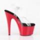 Sandale pole dance transparente à plateforme rouge verni et talon 18 cm Pleaser