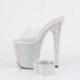 Mule pole exotic transparente à plateforme strass et talon 18 cm Pleaser