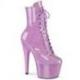 Bottine pole dance violette pailletée vernis à plateforme assortie et talon 18 cm Pleaser