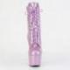 Bottine pole dance violette pailletée vernis à plateforme assortie et talon 18 cm Pleaser