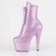 Bottine pole dance violette pailletée vernis à plateforme assortie et talon 18 cm Pleaser