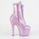 Bottine pole dance violette pailletée vernis à plateforme assortie et talon 18 cm Pleaser