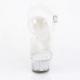 Sandale pole dance transparente à plateforme pailletée argentée plexi et talon 15 cm Pleaser