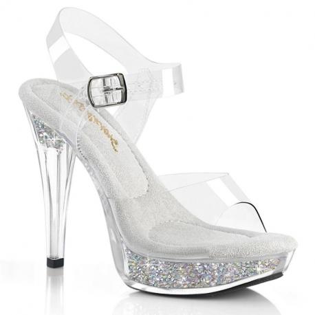 Sandales Plateforme Transparentes Strass haut talon | du 34,5 au 44