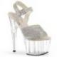 Sandale pole exotic strass à plateforme plexi et talon 18 cm Pleaser