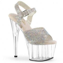 Sandale pole exotic strass à plateforme plexi et talon 18 cm Pleaser